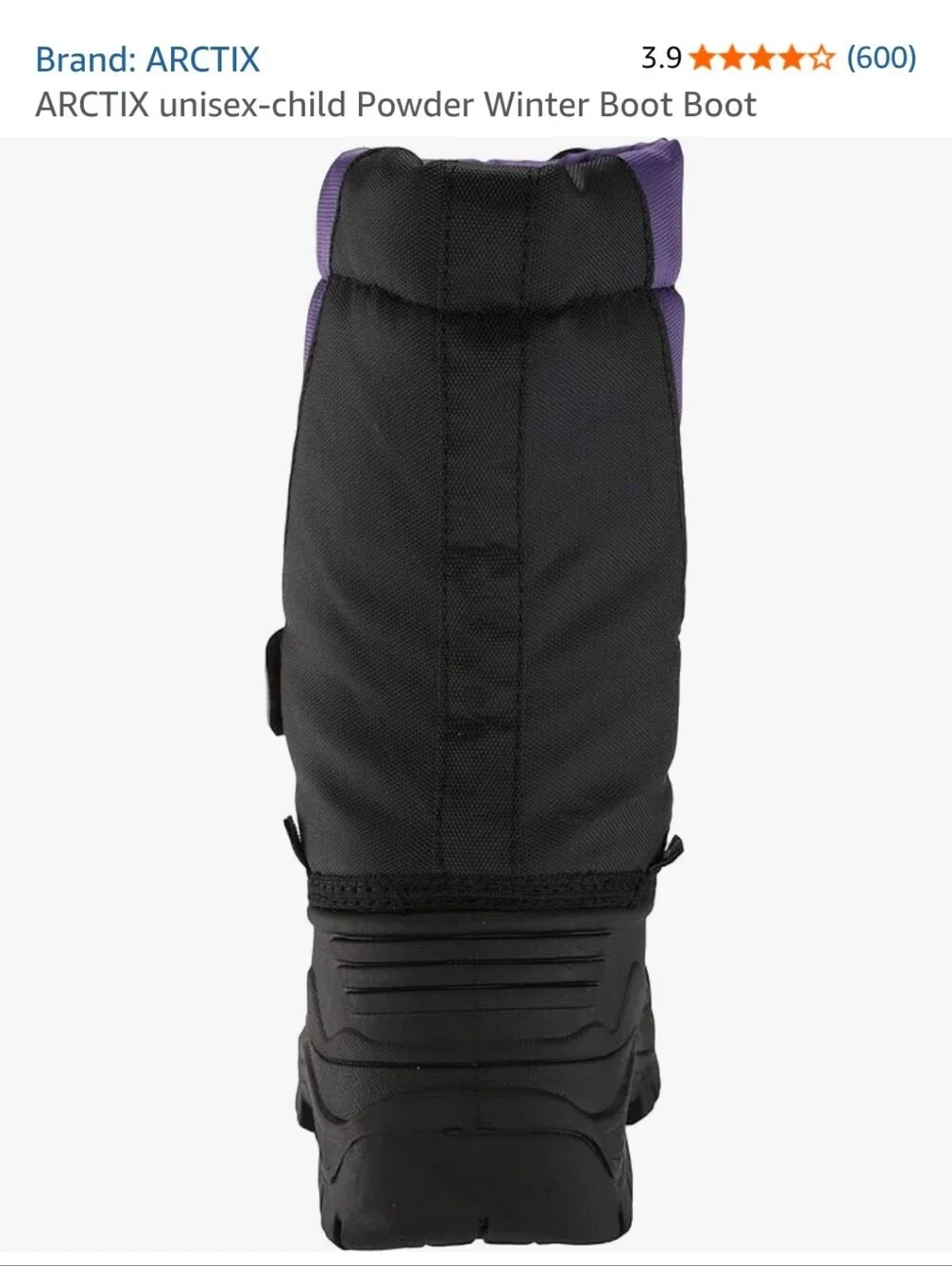 Arctix Purple and Black Kids Snow Boot with Hook-and-Loop Strap Size 12 NWT
